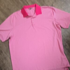 PETER MILLAR Summer Comfort XXL Vibrant Pink Striped Polo